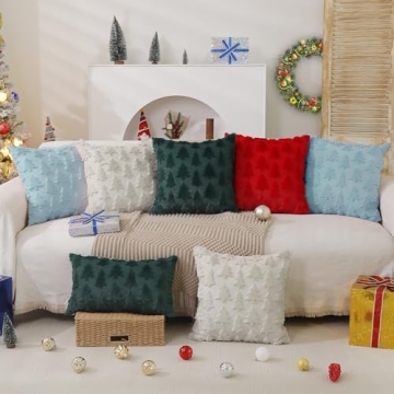 DFXSZ Christmas Tree Pillow Covers Set for Holiday Decor