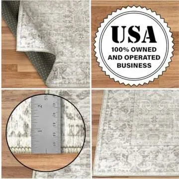 ReaLife Machine Washable Area Rug - Living Room Bedroom Bathroom Kitchen Entryway Office - Padded Low Pile Stain Resistant Premium - Boho Farmhouse Vintage - Lyle - Beige Ivory 7'6" x 9'6"