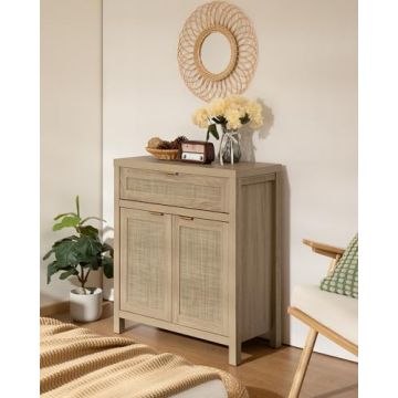 Stylish SICOTAS Sideboard Buffet Storage with Rattan Doors