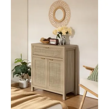 Stylish SICOTAS Sideboard Buffet Storage with Rattan Doors