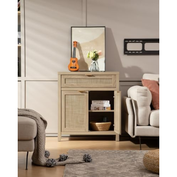 Stylish SICOTAS Sideboard Buffet Storage with Rattan Doors