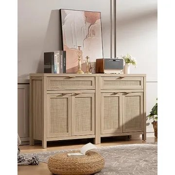 Stylish SICOTAS Sideboard Buffet Storage with Rattan Doors