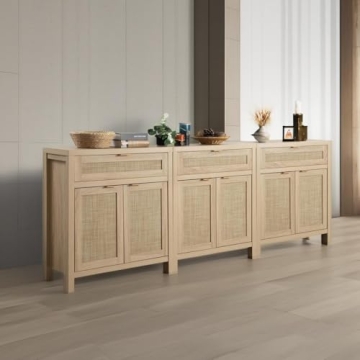 Stylish SICOTAS Sideboard Buffet Storage with Rattan Doors