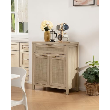 Stylish SICOTAS Sideboard Buffet Storage with Rattan Doors