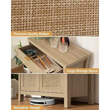 Stylish SICOTAS Sideboard Buffet Storage with Rattan Doors
