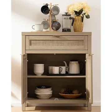 Stylish SICOTAS Sideboard Buffet Storage with Rattan Doors