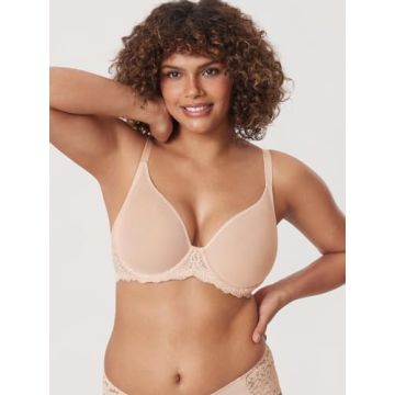 DELIMIRA Sheer Mesh Bra Plus Size Full Coverage Support