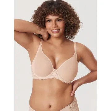 DELIMIRA Sheer Mesh Bra Plus Size Full Coverage Support
