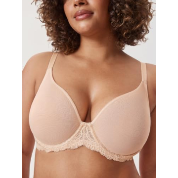 DELIMIRA Sheer Mesh Bra Plus Size Full Coverage Support