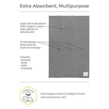 Burts Bees Baby Infant Burp Cloths, 100% Organic Cotton Extra Absorbent Soft Fabric Drool Cloths, 5-...