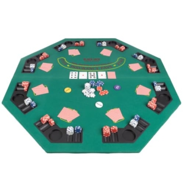 Folding Poker Table Top – 48-Inch Solid Wood Topper with Drink Holders & Chip Trays