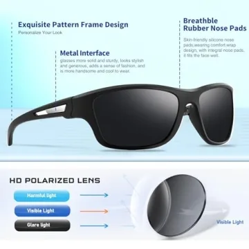 SUOSO UV400 Polarized Sports Sunglasses for Men and Women