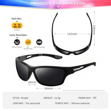 SUOSO UV400 Polarized Sports Sunglasses for Men and Women