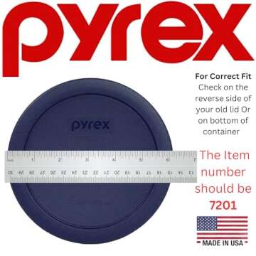 Pyrex Bundle - 4 Items: 7201-PC 4-Cup Blue Round Plastic Lids - Original Genuine Pyrex - Made In The USA