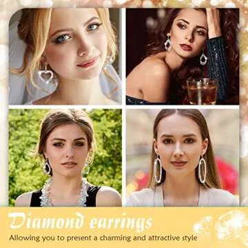 6 Pairs Silver Rhinestone Dangling Earrings for Women Bling Teardrop Dangle Earrings Sets Boho Fashion Jewelry for Women Wedding Prom Party Birthday
