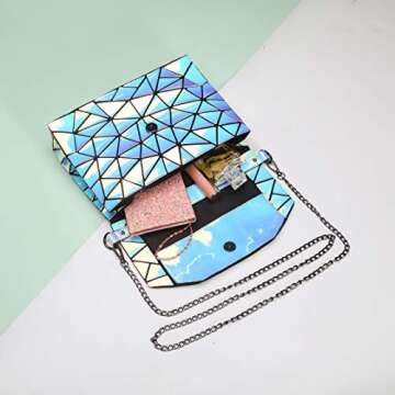 HotOne Crossbody Bags for Women Color Changes Chain Luminous Geometric Purse Messenger Bag Clutch Evening Bags
