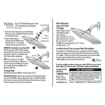 Dream Spa AquaFan 12 inch All-Chrome Rainfall-LED-Shower-Head with Color-Changing LED/LCD Temperature Display