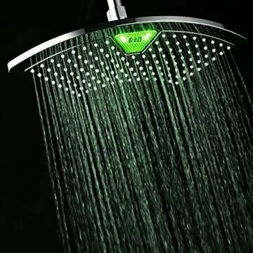 Dream Spa AquaFan 12 inch All-Chrome Rainfall-LED-Shower-Head with Color-Changing LED/LCD Temperature Display