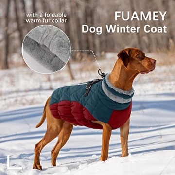 FUAMEY Waterproof Dog Winter Coat with Built-in Harness