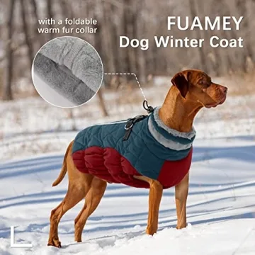 FUAMEY Waterproof Dog Winter Coat with Built-in Harness