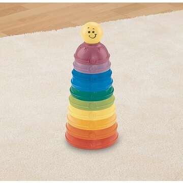 Fisher-Price Baby Toy Stack & Roll Cups, 10-Piece Stacking & Nesting Activity for Developmental Play Infants Ages 6+ Months