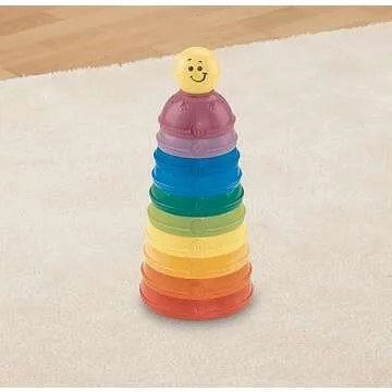 Fisher-Price Baby Toy Stack & Roll Cups, 10-Piece Stacking & Nesting Activity for Developmental Play Infants Ages 6+ Months