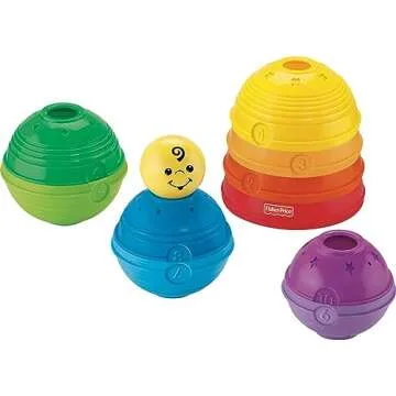 Fisher-Price Baby Toy Stack & Roll Cups, 10-Piece Stacking & Nesting Activity for Developmental Play Infants Ages 6+ Months