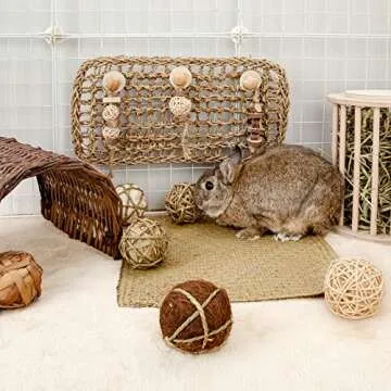 andwe Small Animals Play Balls Rolling Chew Toys & Gnawing Treats for Rabbits Guinea Pigs Chinchilla Bunny Degus - Pet Cage Entertainment Accessories