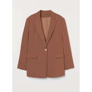 Dokotoo Women's Blazers & Suit Jackets Open Front Buttons Fashion Jacket Solid Color Work Office Spring Blazer Jackets for Women Business Casual Brown Large