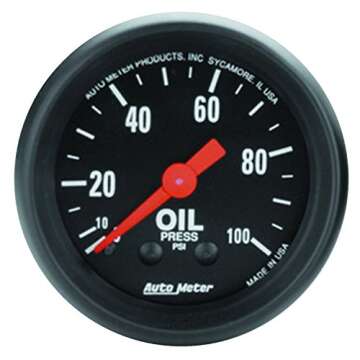 AUTO METER 2604 Z-Series Mechanical Oil Pressure Gauge, 2-1/16" (52.4mm)