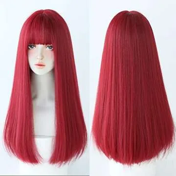 Stunning 7JHH Burgundy Red Long Wig for Women