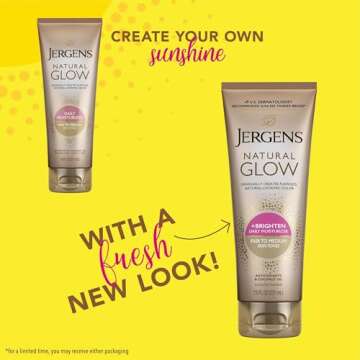 Jergens Natural Glow Self Tanner Body Lotion, Sunless Tanning, Fair to Medium Skin Tone, Daily Moist...