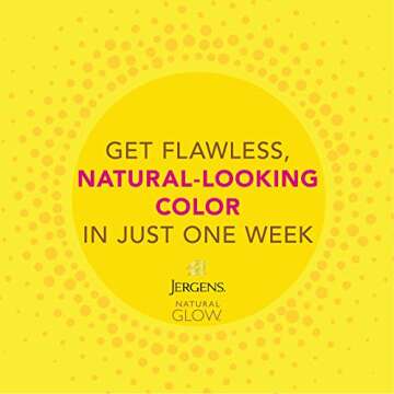 Jergens Natural Glow Self Tanner Body Lotion, Sunless Tanning, Fair to Medium Skin Tone, Daily Moisturizer with Coconut Oil, Vitamin E and Antioxidants, 7.5 Oz