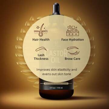 INFINA ESSENTIALS Pure Cold Pressed Hexane-Free Castor Oil - Glass Bottle for Hair Growth, Face, Scalp, Skin & Eyelashes - Nourishing & Moisturizing - 4 fl oz