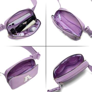 Gitus Birthday Gifts for 8 9 10 11 12 13 Year Old Girls Personalized Fanny Pack Crossbody Bags with Initial Letter Patch Belt Bag for Teen Girls Cute Trendy Stuff Travel Essentials (Lavender-A)