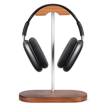 JuBeCo Walnut Wood & Aluminum Headphone Stand for All Headsets