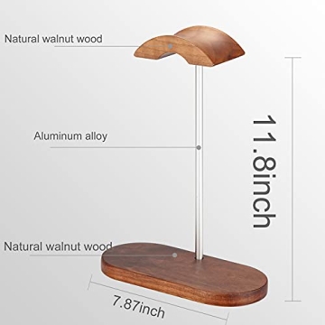JuBeCo Walnut Wood & Aluminum Headphone Stand for All Headsets