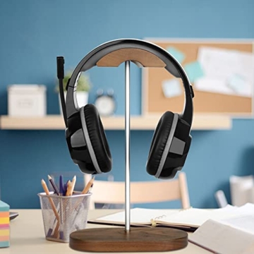 JuBeCo Walnut Wood & Aluminum Headphone Stand for All Headsets