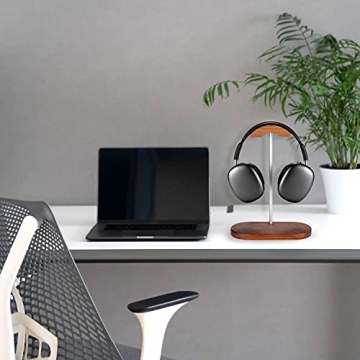 JuBeCo Walnut Wood & Aluminum Headphone Stand for All Headsets