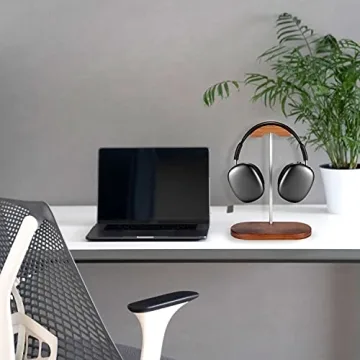 JuBeCo Walnut Wood & Aluminum Headphone Stand for All Headsets