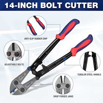 WORKPRO 14" Bolt Cutter with Bi-Material Grip for Tough Cutting