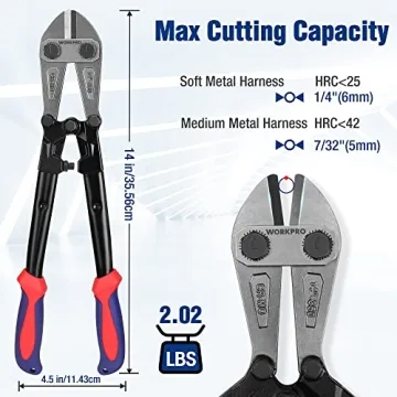 WORKPRO 14" Bolt Cutter with Bi-Material Grip for Tough Cutting