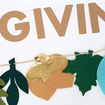 Meri Meri Felt Leaves Thanksgiving Garland (Pack of 1), 7' Party Garland with Excess Cord