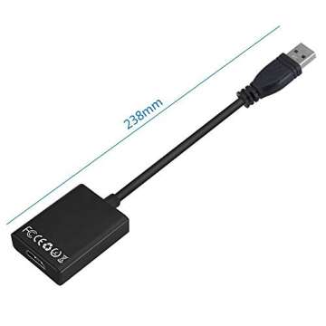 USB 3.0 to HDMI Adapter,Full HD 1080P Video Converter USB to HDMI Adapter with Audio Output Multiple Monitors Compatible with Laptop HDTV TV PC with Windows XP /7/8/8.1/10[ NO MAC & Vista ]