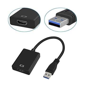 USB 3.0 to HDMI Adapter,Full HD 1080P Video Converter USB to HDMI Adapter with Audio Output Multiple Monitors Compatible with Laptop HDTV TV PC with Windows XP /7/8/8.1/10[ NO MAC & Vista ]