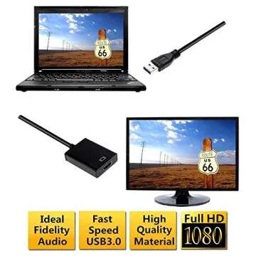 USB 3.0 to HDMI Adapter,Full HD 1080P Video Converter USB to HDMI Adapter with Audio Output Multiple Monitors Compatible with Laptop HDTV TV PC with Windows XP /7/8/8.1/10[ NO MAC & Vista ]
