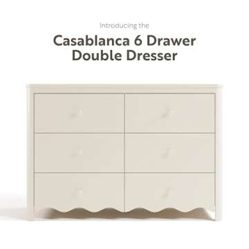 Storkcraft Casablanca 6 Drawer Dresser (Frosted Oat) – GREENGUARD Gold Certified, Nursery & Kids' Bedroom with Spacious Storage, Interlocking Drawer System, Easy Assembly with Pre-Installed Tracks