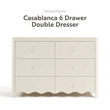 Storkcraft Casablanca 6 Drawer Dresser (Frosted Oat) – GREENGUARD Gold Certified, Nursery & Kids' Bedroom with Spacious Storage, Interlocking Drawer System, Easy Assembly with Pre-Installed Tracks