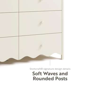 Storkcraft Casablanca 6 Drawer Dresser (Frosted Oat) – GREENGUARD Gold Certified, Nursery & Kids' Bedroom with Spacious Storage, Interlocking Drawer System, Easy Assembly with Pre-Installed Tracks