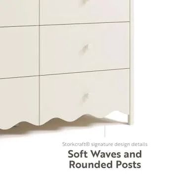 Storkcraft Casablanca 6 Drawer Dresser (Frosted Oat) – GREENGUARD Gold Certified, Nursery & Kids' Bedroom with Spacious Storage, Interlocking Drawer System, Easy Assembly with Pre-Installed Tracks